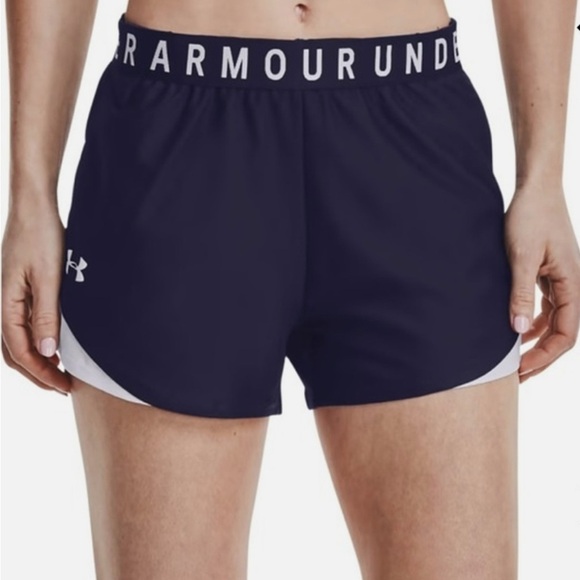 UNDER ARMOUR Women XXS Play Up 3.0 Shorts Navy White Athletic Workout Like New - Picture 1 of 9